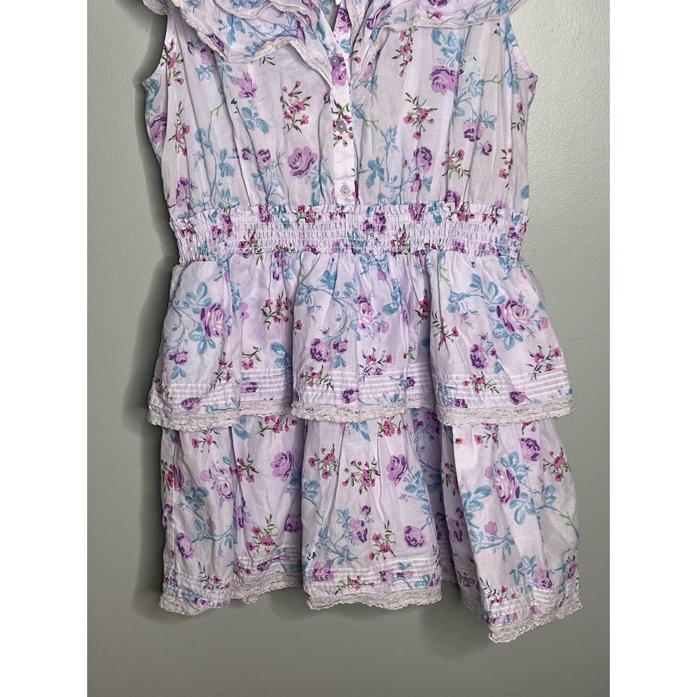 LoveShackFancy Floral Mini Dress in Lavender and White - Picture 7 of 11